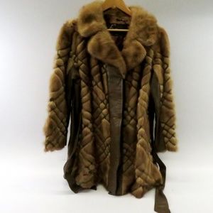 Women's Evans Leather and Mink Fur Coat